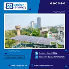 Here is a 9.8kW solar project we completed in Sarai Rohilla, Delhi. The elevated structure allows for full use of the roof space underneath while capturing maximum sunlight throughout the day.