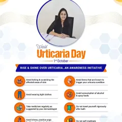 This infographic provides practical advice for managing Urticaria. Simple lifestyle adjustments like avoiding tight clothing, known triggers, and alcohol can help reduce flare-ups, alongside a medically supervised treatment plan with antihistamines.