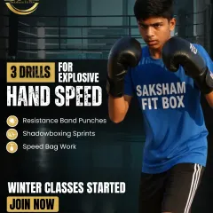 Explosive hand speed is built, not born. This graphic highlights three key drills I use in my youth classes: resistance band punches, shadowboxing sprints, and speed bag work to develop lightning-fast reflexes.