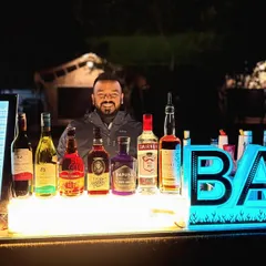 This is our mobile bar setup for a Volkswagen corporate event in the stunning Nubra Valley. We bring a fully equipped, professional LED bar to any location, ensuring a premium beverage experience no matter the destination.