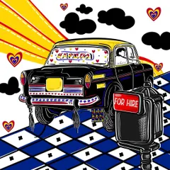 The classic Mumbai Kali Peeli taxi, reimagined in my signature style. This doodle is a tribute to countless journeys through the city, filled with colour, hearts, and the 'For Hire' sign that's a familiar sight to every Mumbaikar.