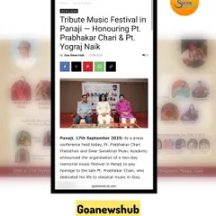 Coverage of our press conference for the tribute festival on Goanewshub, helping us share the details of this two-day memorial event.
