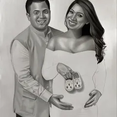 A special charcoal sketch for an expecting couple, celebrating their journey to parenthood. This A3 portrait was created to be as smooth and gentle as the moment itself, a beautiful keepsake of this precious time.