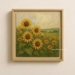 Texture adds a dimension that paint alone cannot capture. This framed sunflower field painting uses built-up textures to create a sense of depth and realism, making you feel like you could almost step into the scene. It’s a perfect example of how I create art that engages more than just the eyes.