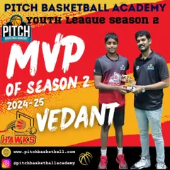 We celebrate excellence on and off the court. This is Vedant, recognized as the Most Valuable Player for his outstanding and consistent performance throughout Season 2.