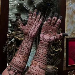 A full view of the baby shower design, with a beautiful Krishna statue in the background adding to the auspicious vibe.