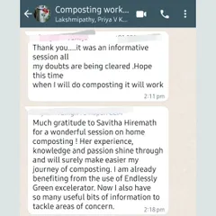 The feedback from my workshop participants is incredibly encouraging. It feels great to know that I was able to clear their doubts and make their composting journey easier. This is what 'Composting with Confidence' is all about.
