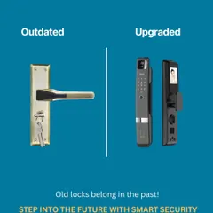 We believe traditional keys and locks are a thing of the past. This graphic illustrates the clear upgrade to our futuristic smart security locks, which offer superior convenience and protection for your home.