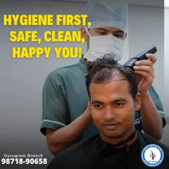 Before the surgery begins, careful preparation is key. Here, a patient's hair is being trimmed in our hygienic clinical environment, getting the scalp ready for the FUE procedure.