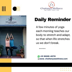 A daily reminder from our studio. A few minutes of yoga each morning teaches our body to stretch and adapt, so that when life stretches us, we don't break.