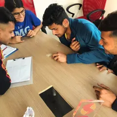 Not all training happens on the court. Here, we're building focus and mental strength with an off court exercise. A sharp mind is a player's best asset.