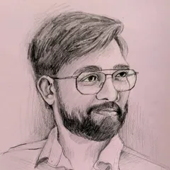 A closer look at the pencil portrait, showing the detailed shading on the face and hair. Even in a quick sketch, I focus on capturing the light and structure of the features.