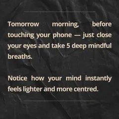 An infographic encouraging a simple 30-second morning ritual of 5 deep, mindful breaths to start the day centered.