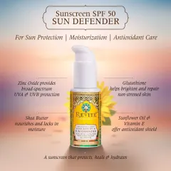 My Sun Defender SPF 50 is the ultimate all-in-one formula that protects, heals, and hydrates. It combines Zinc Oxide with Glutathione to repair sun-stressed skin, and Shea Butter with Sunflower Oil for a nourishing, antioxidant shield.