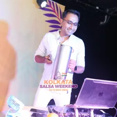 It's not just about the laptop. I love adding live percussion to my DJ sets with the Guiro, bringing an extra layer of authentic Latin rhythm to the party, like here at the Kolkata Salsa Weekend.