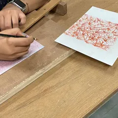 The beginning of the printmaking process. Every project, whether a building or a print, starts with a mark, an initial idea that is then developed and refined through a careful, step-by-step process.