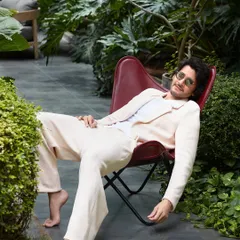 Capturing Mahesh Babu in a relaxed, natural setting for Hello! Magazine. The soft, ambient light and casual linen suit offer a different, more personal side to the superstar.