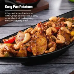 For those who love a bit of spice, our Kung Pao Potatoes are a must try. We toss crispy potatoes with cashews, onions, and peppers in a bold, smoky sauce for a starter that's packed with flavor.