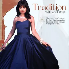 This navy blue strapless ball gown is the definition of "tradition with a twist." The classic silhouette is given a modern, bold feel, perfect for a cocktail evening or a formal awards night.
