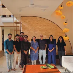 A proud moment as we hand over a newly completed home to our clients in Bengaluru. Seeing their joy makes the entire process worthwhile. We are pictured here with our clients and our project architect.
