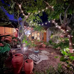 Our studio garden lit up for a Diwali celebration with the team. It's a space where we not only design but also come together to celebrate our shared journey.