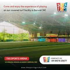 Book our covered turf in Borivali West now. This facility at V.K. Krishna Menon Academy lets you play cricket or football with friends without worrying about the rain.