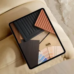 Every great design begins with a curated palette. This flat-lay shows a mood board in progress, with material swatches, color palettes, and fluted panel samples, giving a glimpse into our meticulous design and decision-making process.