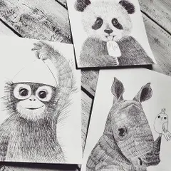Our drawing classes for kids often feature fun subjects like these charming animal sketches. We encourage creativity while teaching essential techniques like hatching and cross-hatching to create texture and form.