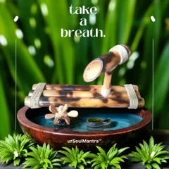 A reminder to just take a breath. This small bamboo raft fountain is designed for compact spaces, offering a simple yet beautiful way to introduce the element of water and a moment of calm into your day.