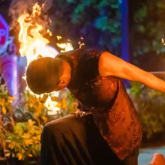 An amazing shot of a fire breather in action. This type of performance adds a huge "wow" factor and is guaranteed to be a highlight of your event. Safety is always my top priority when booking such acts.