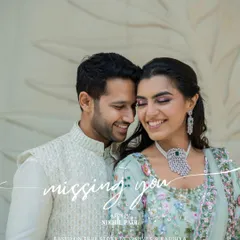 A cinematic poster for Radhika and Vishvek's story. This edit from their engagement shoot frames their love story as a film, highlighting the emotional connection they share.