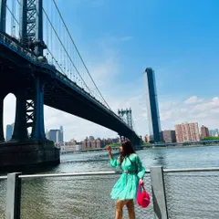 Another shot from DUMBO, with the Manhattan Bridge in the background. NYC provides the most incredible backdrops for urban travel content.