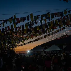 An atmospheric evening shot from the Dharamshala International Film Festival. Capturing the overall mood and environment is just as important as documenting the specific activities of a multi-day event.
