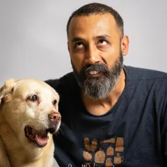 A couple of fun self-portraits with my senior dog, Laika. She's been my muse and test model for 13 years. My journey into pet photography started with her, and she has taught me everything I know about patience and capturing an animal's spirit.