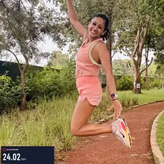 A jump of joy after a 24 km run. Controlling your mind is the key to everything. When you feel strong mentally, your body follows, and you can truly enjoy the process.