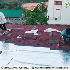 The process of installing shingles on a pergola roof. My team carefully lays each shingle over a waterproof membrane to ensure the roof is completely weather-resistant.