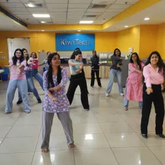 Leading a fantastic group of women at KiwiTech in a special corporate Zumba session. It's a powerful way to celebrate teamwork and boost morale right in the office.