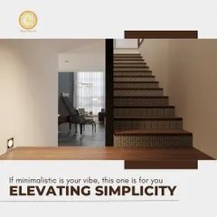 Elevating simplicity. For those with a minimalist vibe, this staircase design combines clean lines, wooden steps, and patterned risers for a look that is understated yet sophisticated.