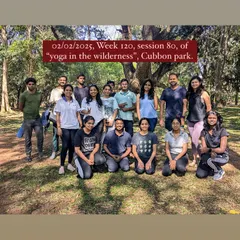 Session 80 of our "yoga in the wilderness". This group photo captures the spirit of our community, growing stronger with each passing week in Cubbon Park.