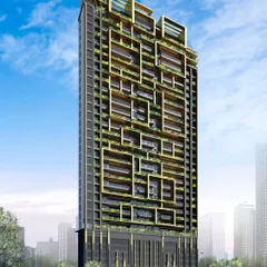 We designed this high-rise with a striking facade that integrates nature into urban luxury living. The intricate geometric patterns, gold-accented frames, and vertical gardens create a dynamic visual rhythm and a refreshing environment for residents.