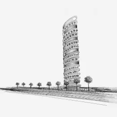 This is a conceptual sketch for the 'Bollywood Tower,' an entry for an international competition. The design imagines a vertical street that embodies the 'Navarasa' or nine emotions of Indian aesthetics, showcasing my interest in theoretical and ambitious architecture.