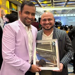 Our founders proudly posing with the Gold award at the 2024 WeddingSutra ceremony. Each award fuels our passion to continue pushing the boundaries of event bartending.