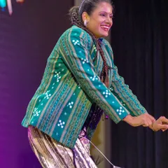 Captured mid-motion, this photo shows the joy and energy of my Odia fusion dance style. The choreography is designed to be expressive and engaging for the audience.