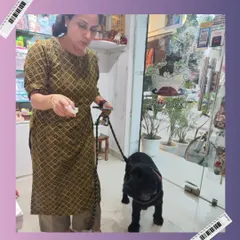 A client leaving the spa with her happy and clean black pug. My goal is to make every pet and parent feel this good after a visit.