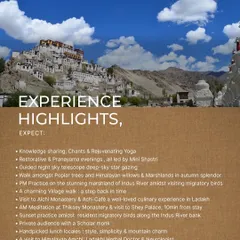 Here are the highlights from a past Ladakh retreat. We focus on knowledge sharing, restorative yoga, pranayama, and deep cultural experiences like a private audience with a Scholar monk and a visit to a Himalayan Amchi.