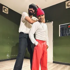 Having some fun with a fellow dancer and friend. We call this our 'Bade Miyaan : Chote Miyaan' moment. The community is built on these friendships and lighthearted moments.