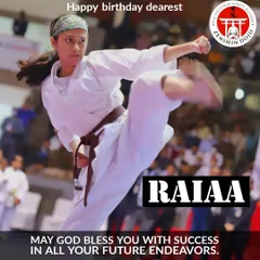 This is one of my dedicated students, Raiaa, executing a powerful kick during a competition. My goal is to train students not just for medals, but to build the spirit and skill of a true karateka.