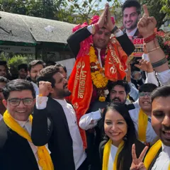 A moment of celebration and support from my colleagues during the bar association election campaign. Their encouragement means the world to me.
