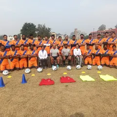 A group photo of coaches who participated in an AIFF coaching license course, including several from our academy.