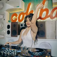 Another action shot from my Goa set. With one hand on the mixer and the other in the air, I was feeling the incredible energy from the crowd.